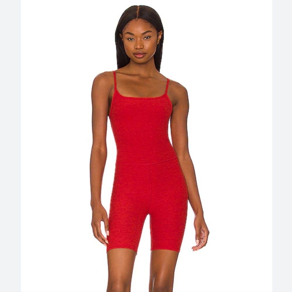 Beyond Yoga Spacedye Get In Gear Biker Jumpsuit Romper - Red Hot Siren